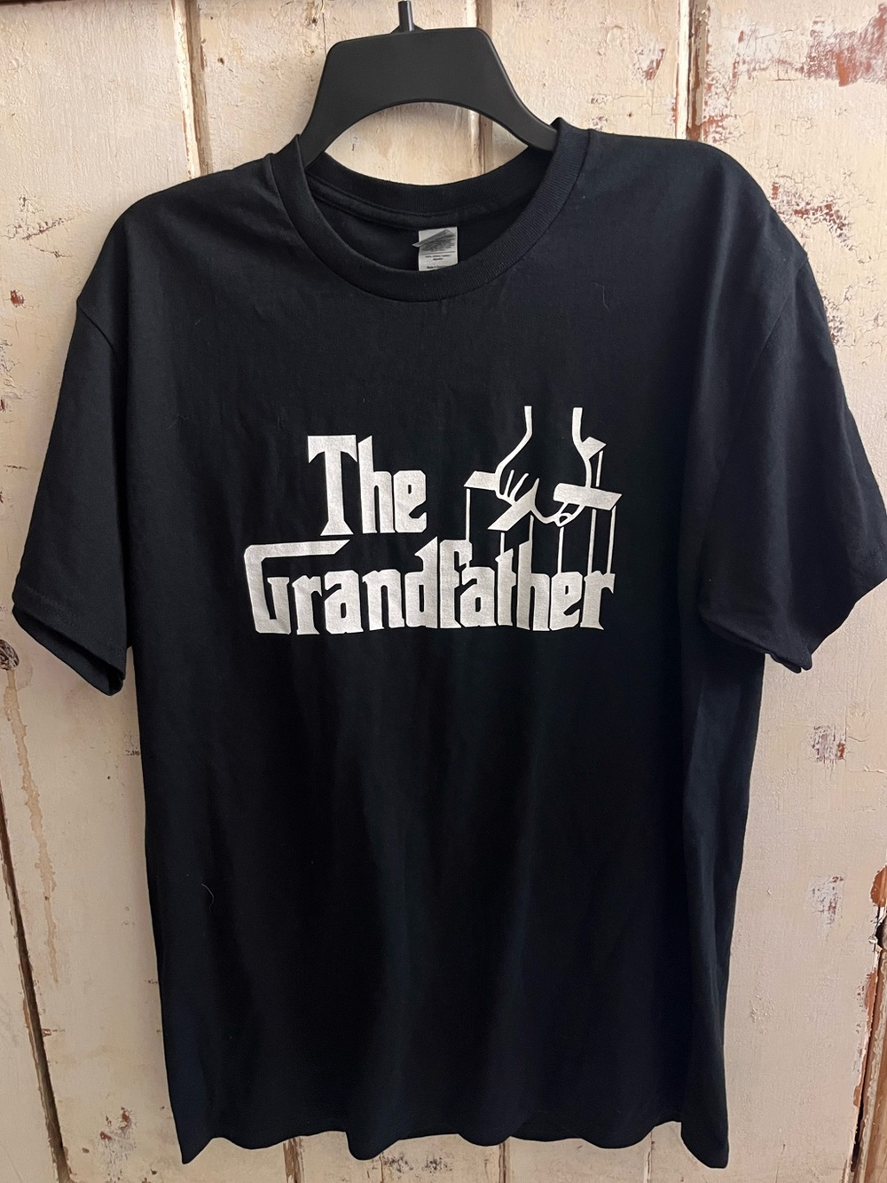 Gildan Black Short Sleeve Tee with White 'The Grandfather' movie parody Graphic